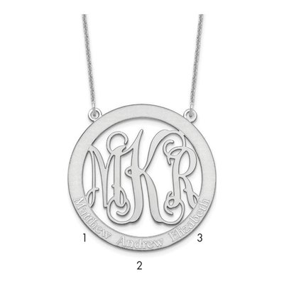 10K White Gold Personalized Family Monogram Necklace