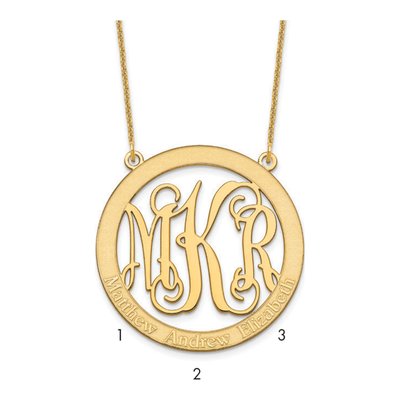 10K Yellow Gold Personalized Family Monogram Necklace
