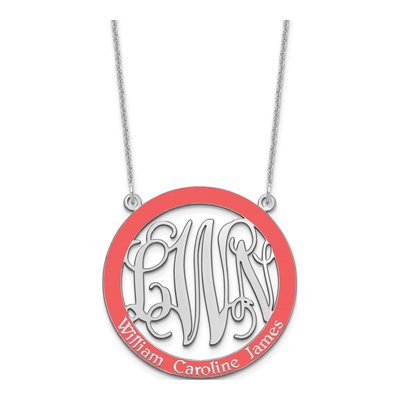 10K White Gold Large Family Monogram Necklace – view 2