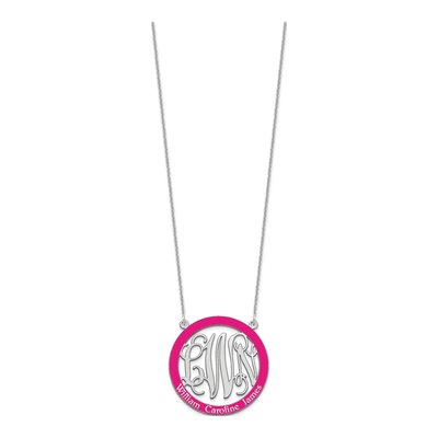 10K White Gold Large Family Monogram Necklace – view 3