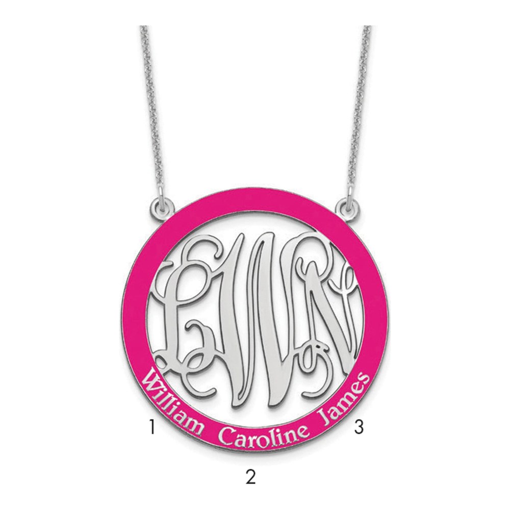 10K White Gold Large Family Monogram Necklace