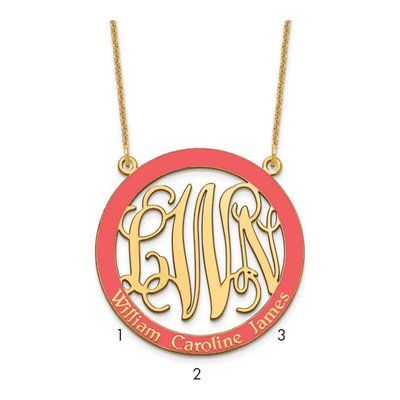10K Yellow Gold Family Monogram Necklace