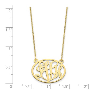 10K Yellow Gold Personalized Oval Monogram Necklace – view 3
