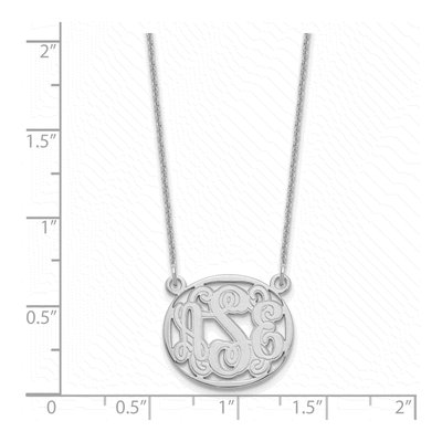10K White Gold Etched Oval Monogram Necklace – view 2