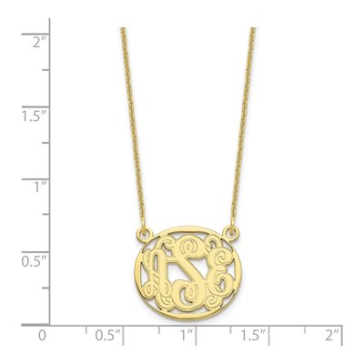 10K Yellow Gold Etched Oval Monogram Necklace – view 3