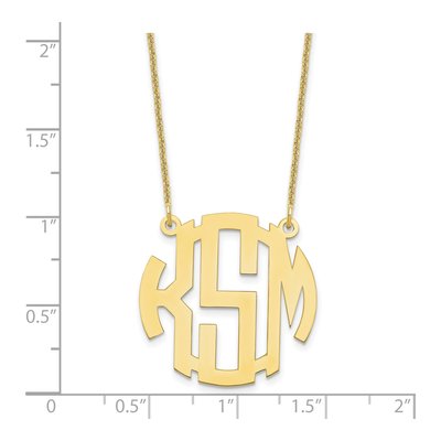 10K Yellow Gold Small Round Monogram Necklace – view 3