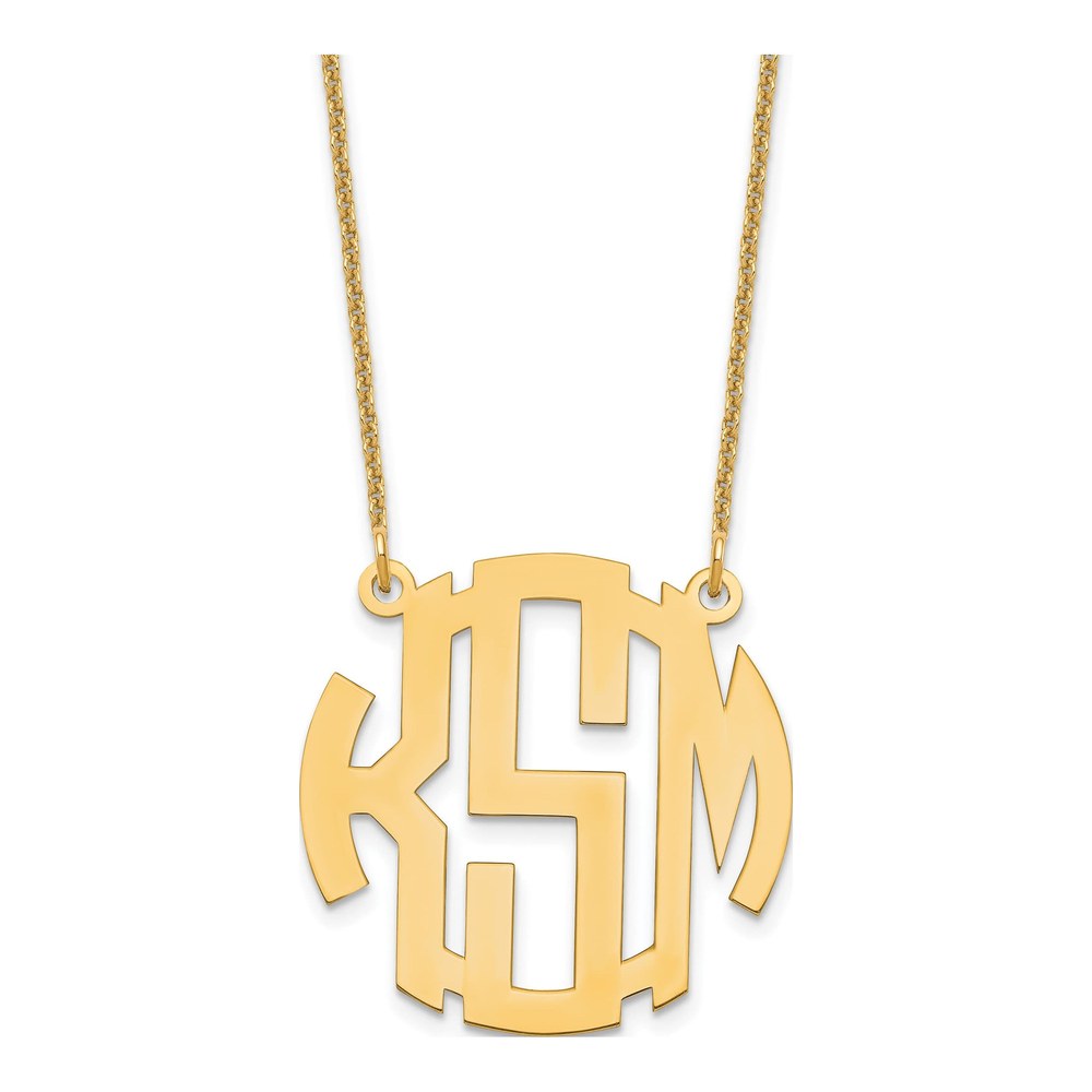 10K Yellow Gold Small Round Monogram Necklace