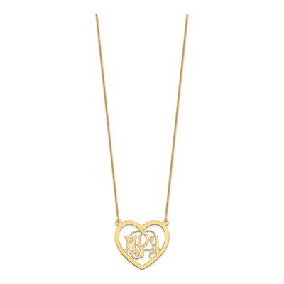 10K Yellow Gold Personalized Monogram Heart Necklace – view 2