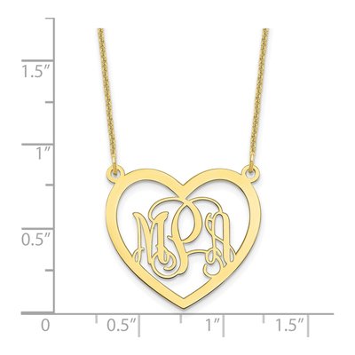 10K Yellow Gold Personalized Monogram Heart Necklace – view 3