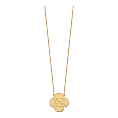 10K Yellow Gold Personalized Clover Monogram Necklace – view 2