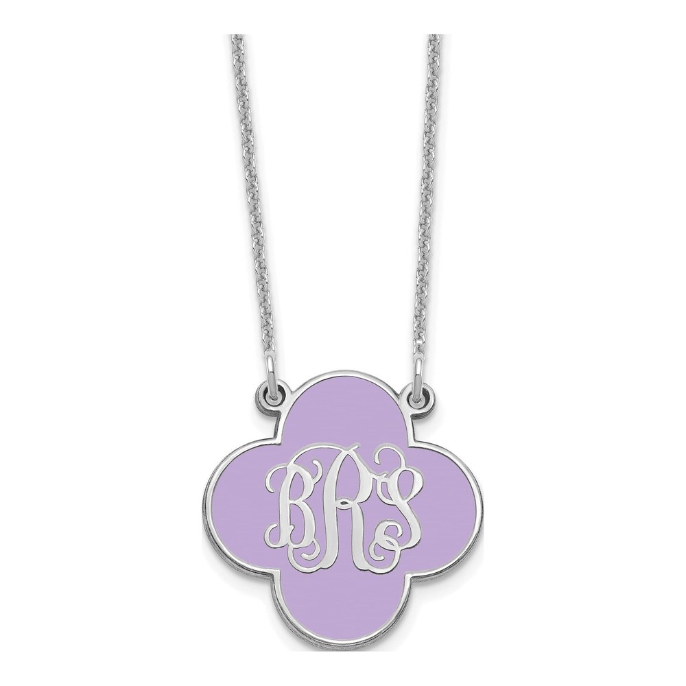 10K White Gold Clover Monogram Necklace