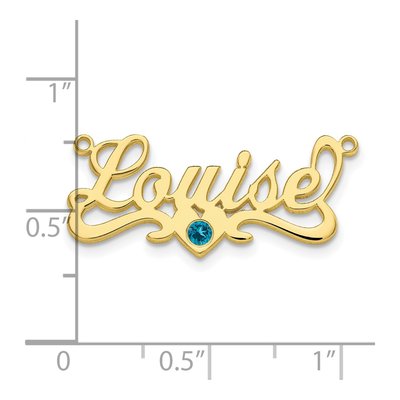 10K Yellow Gold Birthstone Heart Name Plate Pendant – view 3
