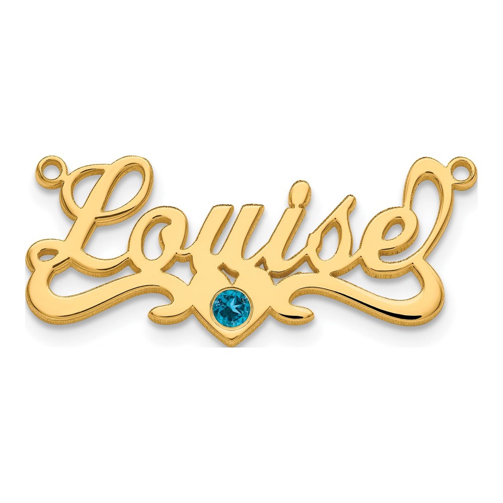 10K Yellow Gold Birthstone Heart Name Plate Pendant