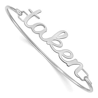 10K White Gold Personalized Name Plate Bangle Bracelet – view 3