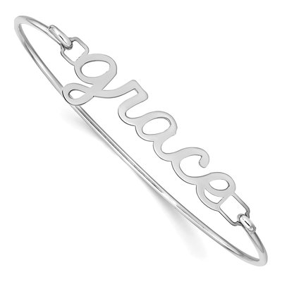 10K White Gold Personalized Name Plate Bangle Bracelet – view 5