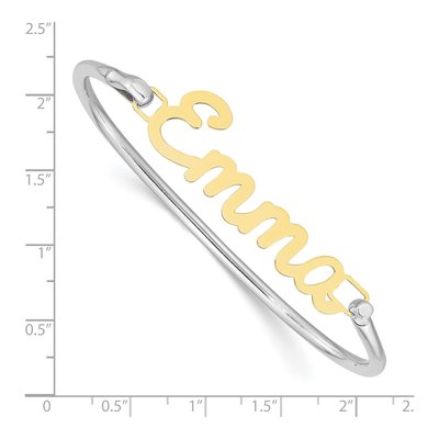 10K Yellow Gold Personalized Name Plate Bangle Bracelet – view 2