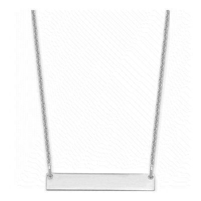 10K White Gold Small Blank Bar Necklace