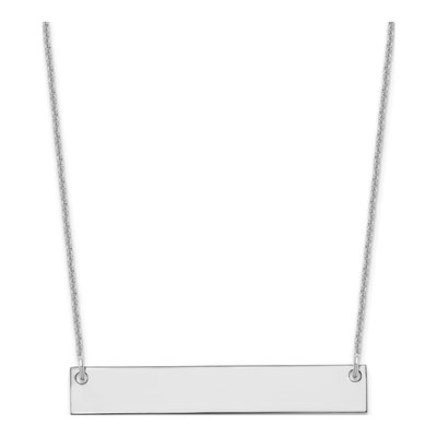 10K White Gold Medium Blank Bar Necklace