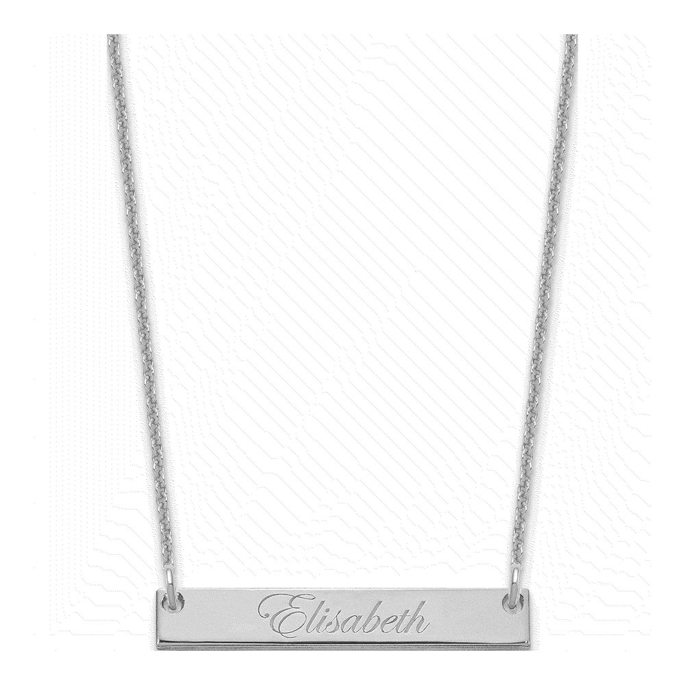10K White Gold Small Edwardian Script Bar Necklace