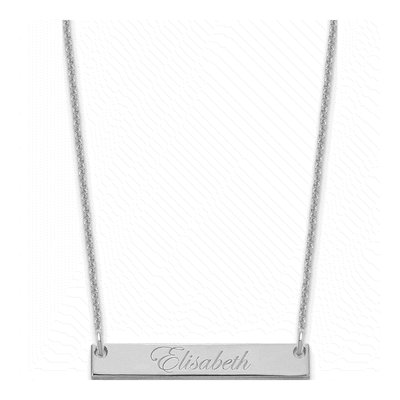 10K White Gold Small Edwardian Script Bar Necklace