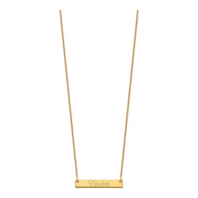 10K Yellow Gold Personalized Script Bar Necklace – view 2