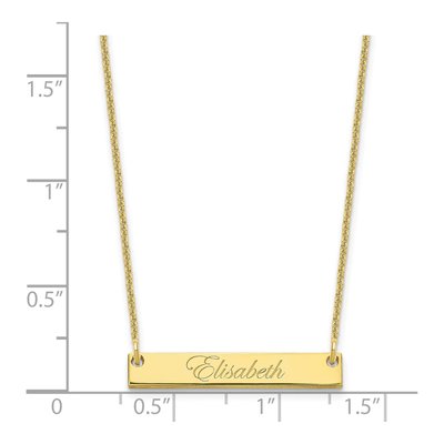 10K Yellow Gold Personalized Script Bar Necklace – view 3