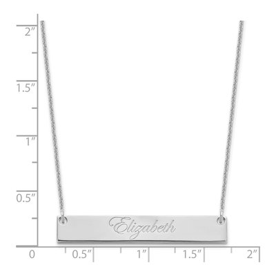 10K White Gold Medium Edwardian Script Bar Necklace – view 2