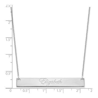 10K White Gold Large Edwardian Script Bar Necklace – view 2