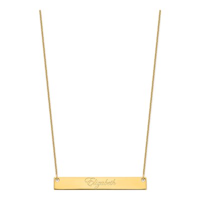 10K Yellow Gold Personalized Script Bar Necklace – view 2