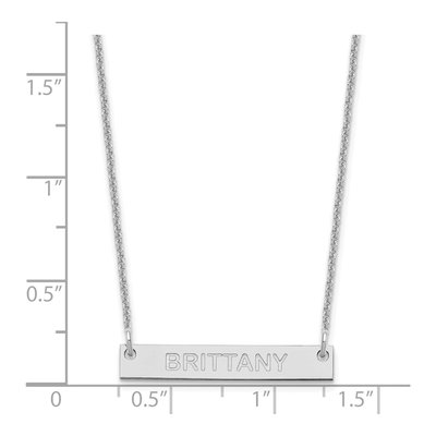 10K White Gold Small Capitalized Arial Rounded Bar Necklace – view 2