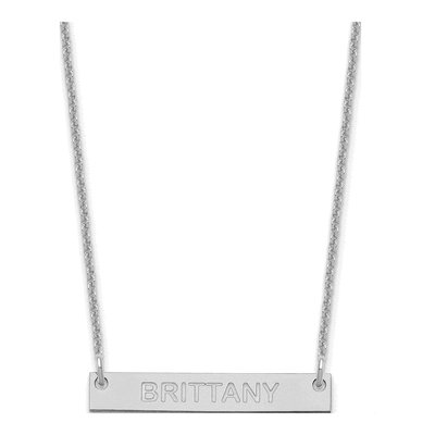 10K White Gold Small Capitalized Arial Rounded Bar Necklace