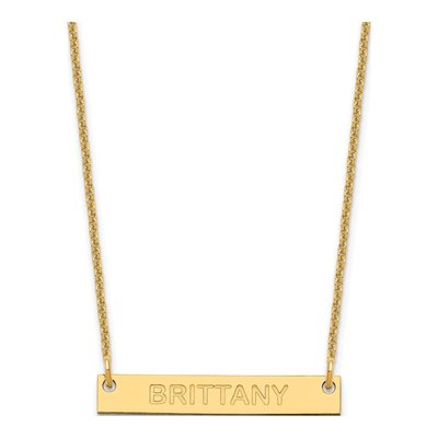 10K Yellow Gold Personalized Bar Name Necklace