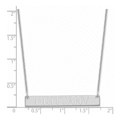10K White Gold Medium Capitalized Arial Rounded Bar Necklace – view 2