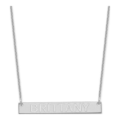 10K White Gold Medium Capitalized Arial Rounded Bar Necklace