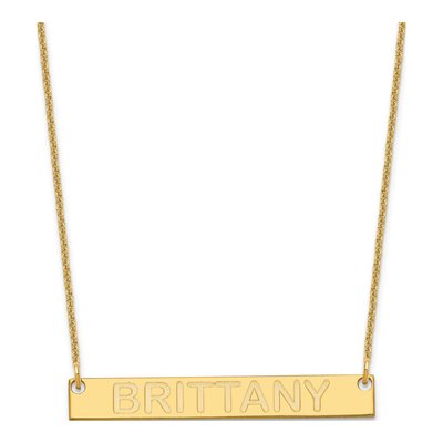 10K Yellow Gold Personalized Bar Necklace