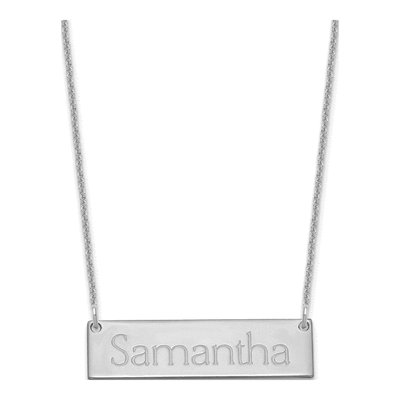 10K White Gold Small Name Bar Necklace