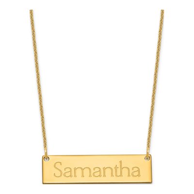 10K Yellow Gold Personalized Name Bar Necklace