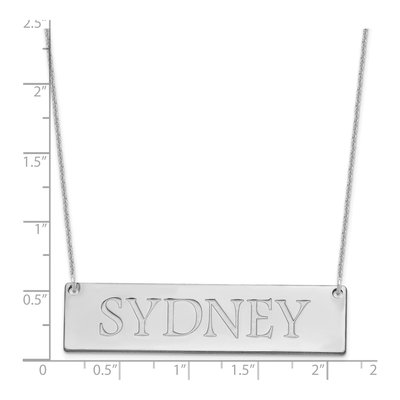 10K White Gold Large Name Bar Necklace – view 2