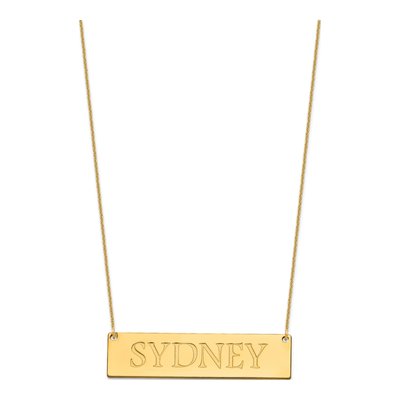 10K Yellow Gold Large Personalized Name Bar Necklace – view 2