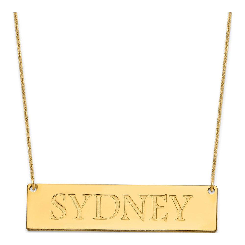 10K Yellow Gold Large Personalized Name Bar Necklace