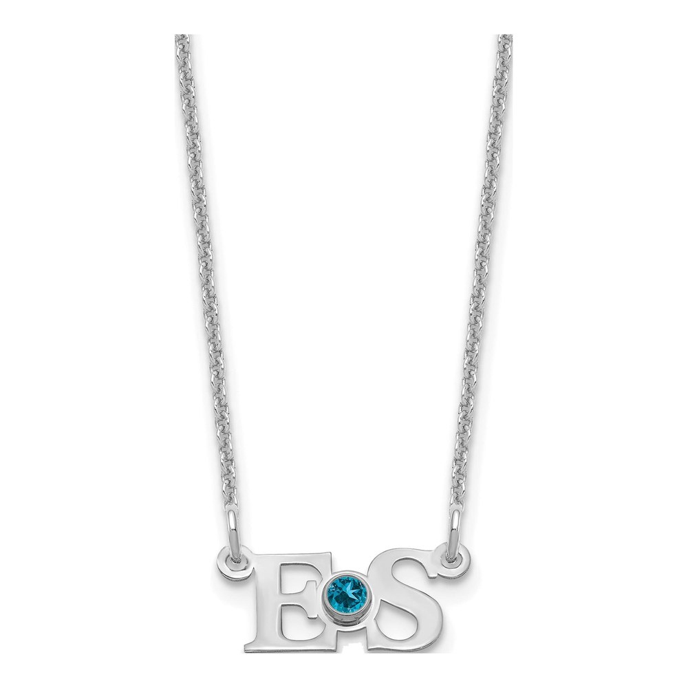 10K White Gold 2-Initial Birthstone Necklace