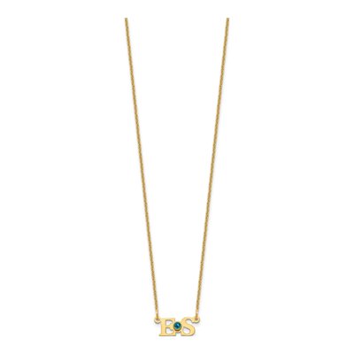 10K Yellow Gold Crystal 2-Initial Birthstone Necklace – view 2