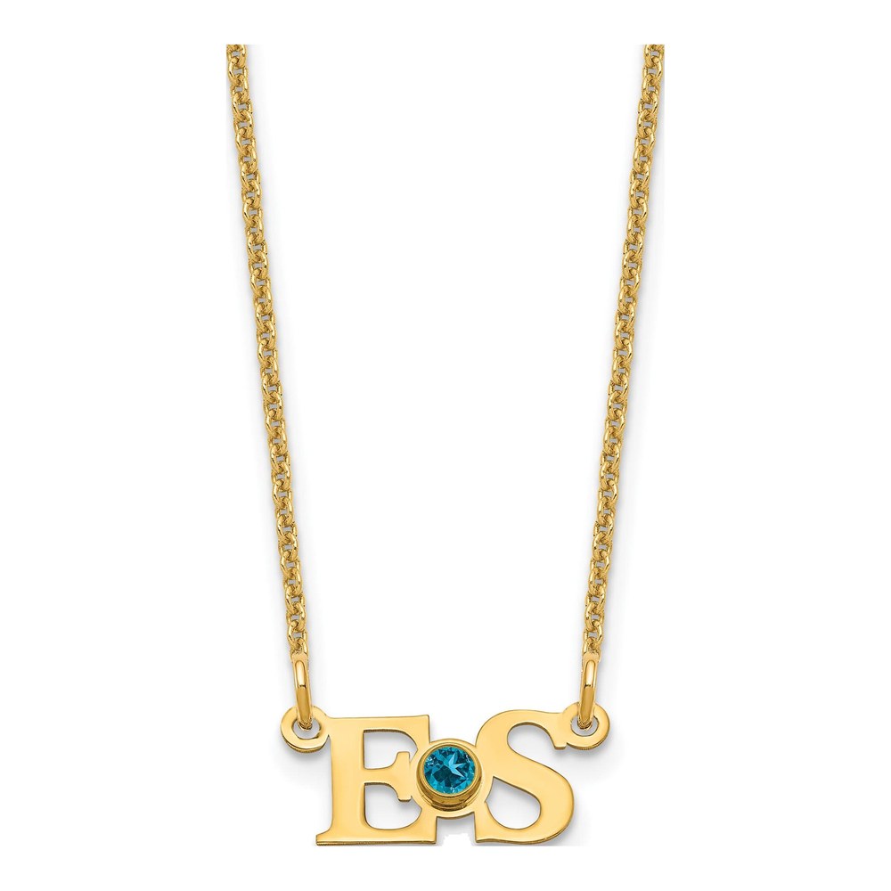 10K Yellow Gold Crystal 2-Initial Birthstone Necklace