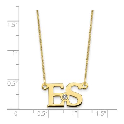 10K Yellow Gold Crystal 2-Initial Birthstone Necklace – view 3