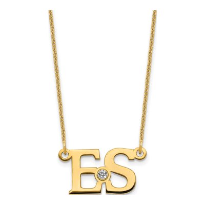 10K Yellow Gold Crystal 2-Initial Birthstone Necklace