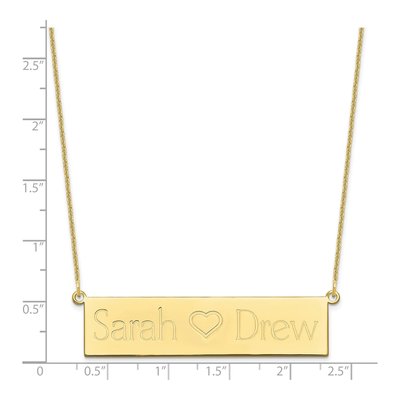 10K Yellow Gold Personalized 2-Name Heart Bar Necklace – view 3