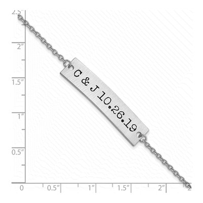 10K White Gold Personalized Initials Date Bar Bracelet – view 3