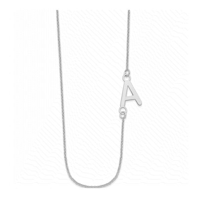 10K White Gold Small Offset Initial Necklace – view 2