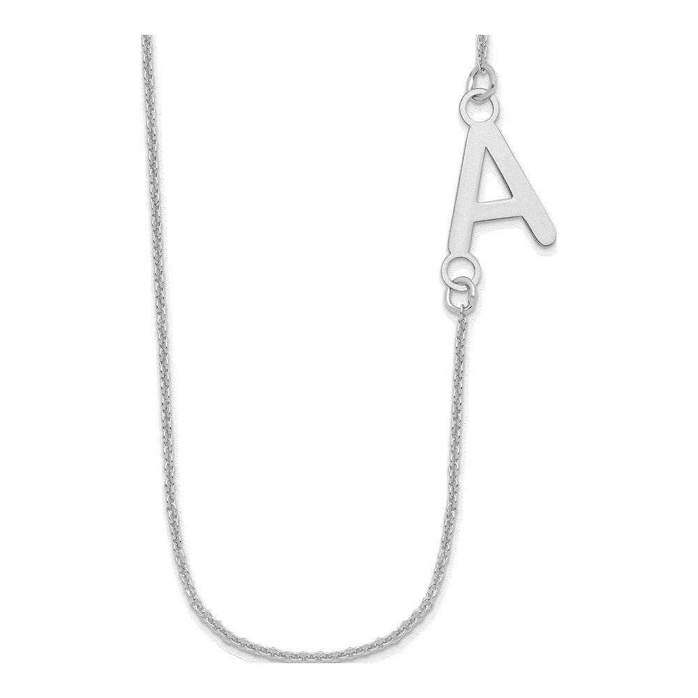 10K White Gold Small Offset Initial Necklace