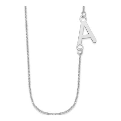 10K White Gold Small Offset Initial Necklace